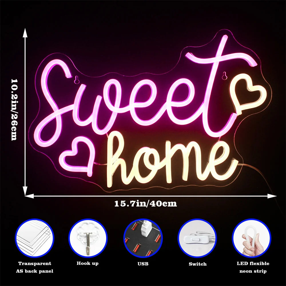 Sweet Home 5V USB LED Neonvalo Sisustus
