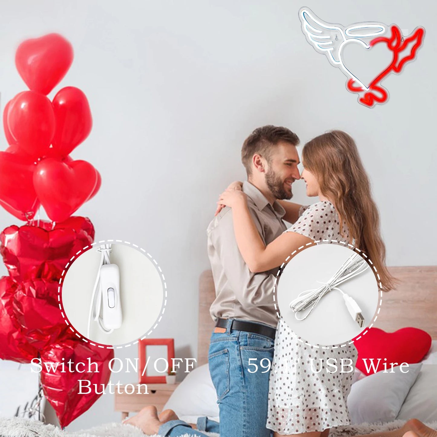 Sydän 5V USB LED Valokyltti - Budjettiystävällinen