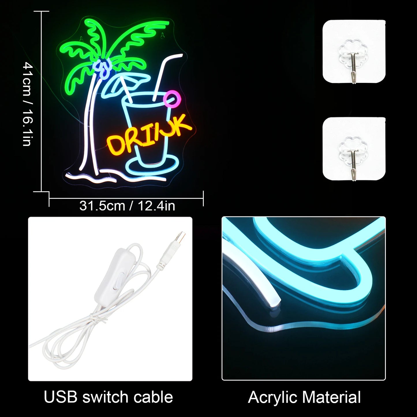 Beach Drink 5V USB LED Neon Kyltti - Edullinen