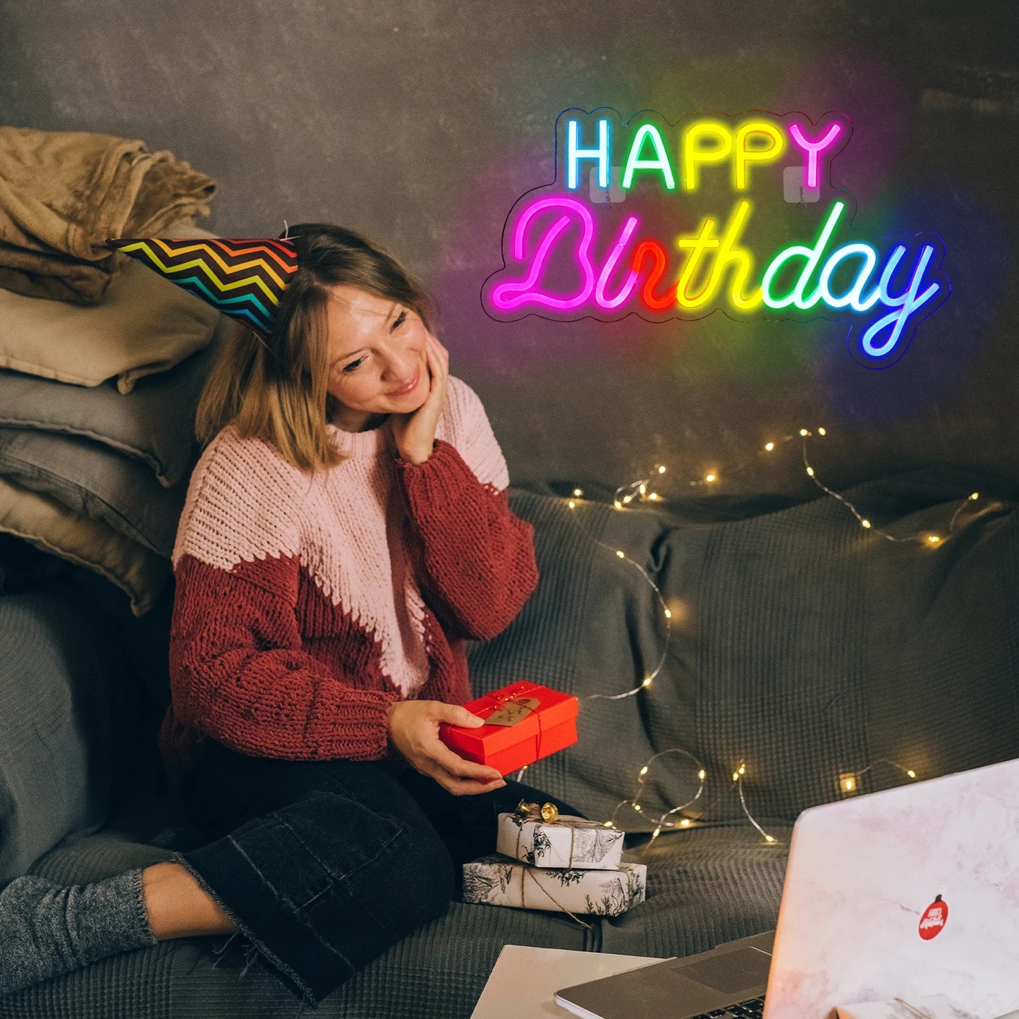 Happy Birthday 5V USB LED Led Neon Kyltti - Budjettiystävällinen