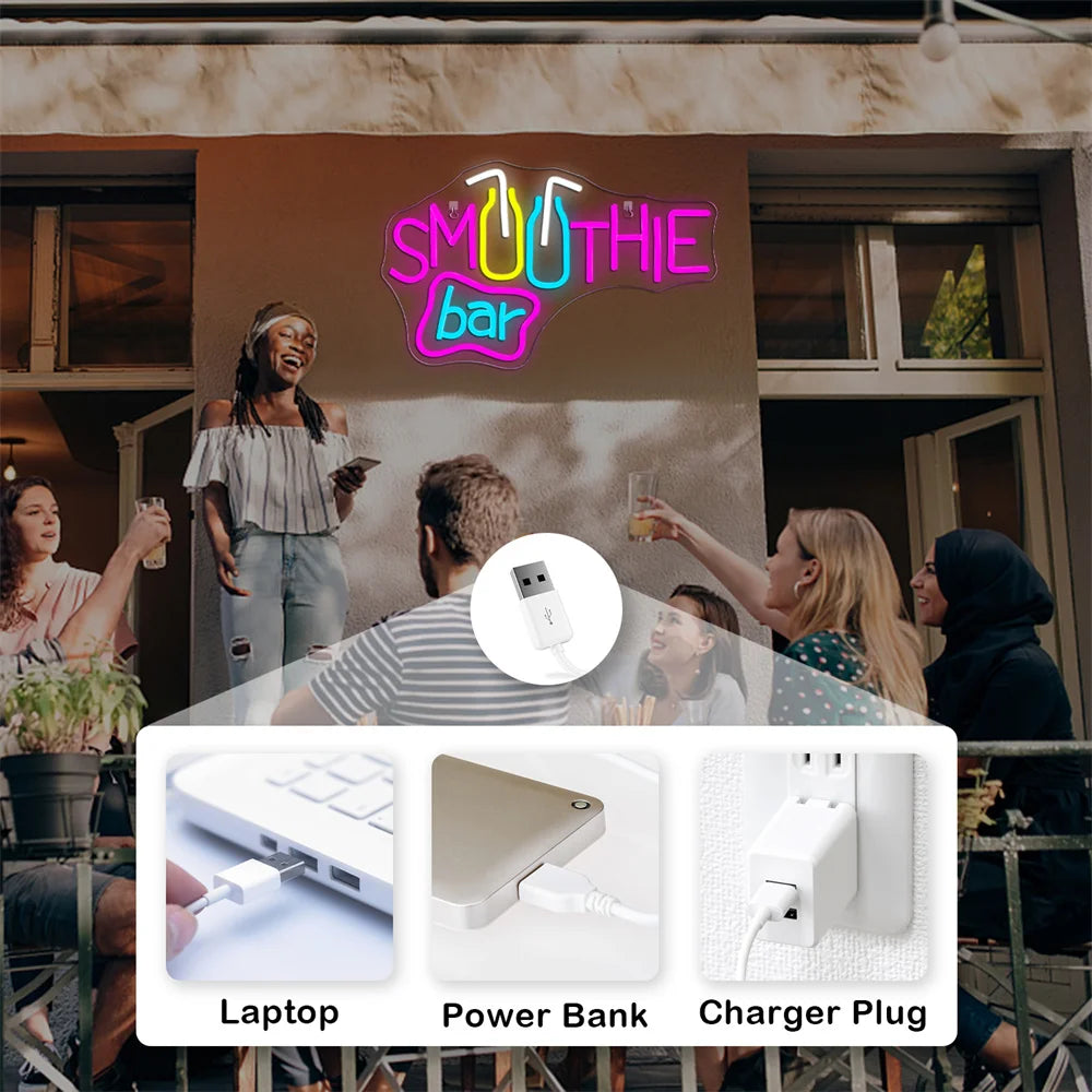 Smoothie Bar 5V USB LED Neon Kyltti - Budjettiystävällinen