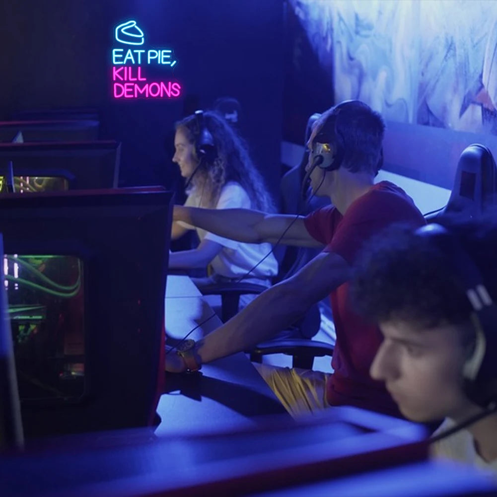 Syö Piirakka Tapa Demoneja 5V USB LED Neon Kyltti - Edullinen