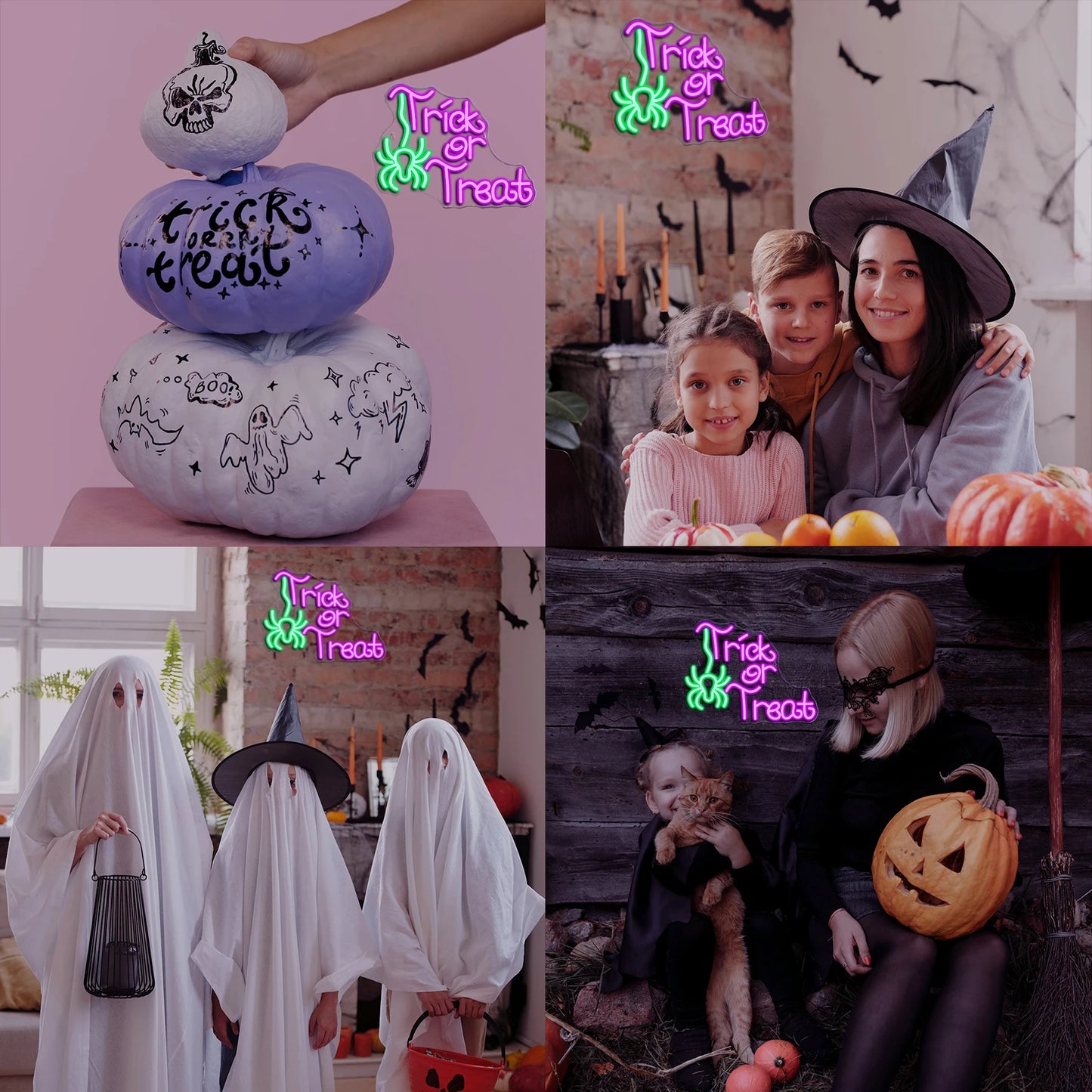 Trick Or Treat Hämähäkki 5V USB Led Neon Kyltti - Edullinen