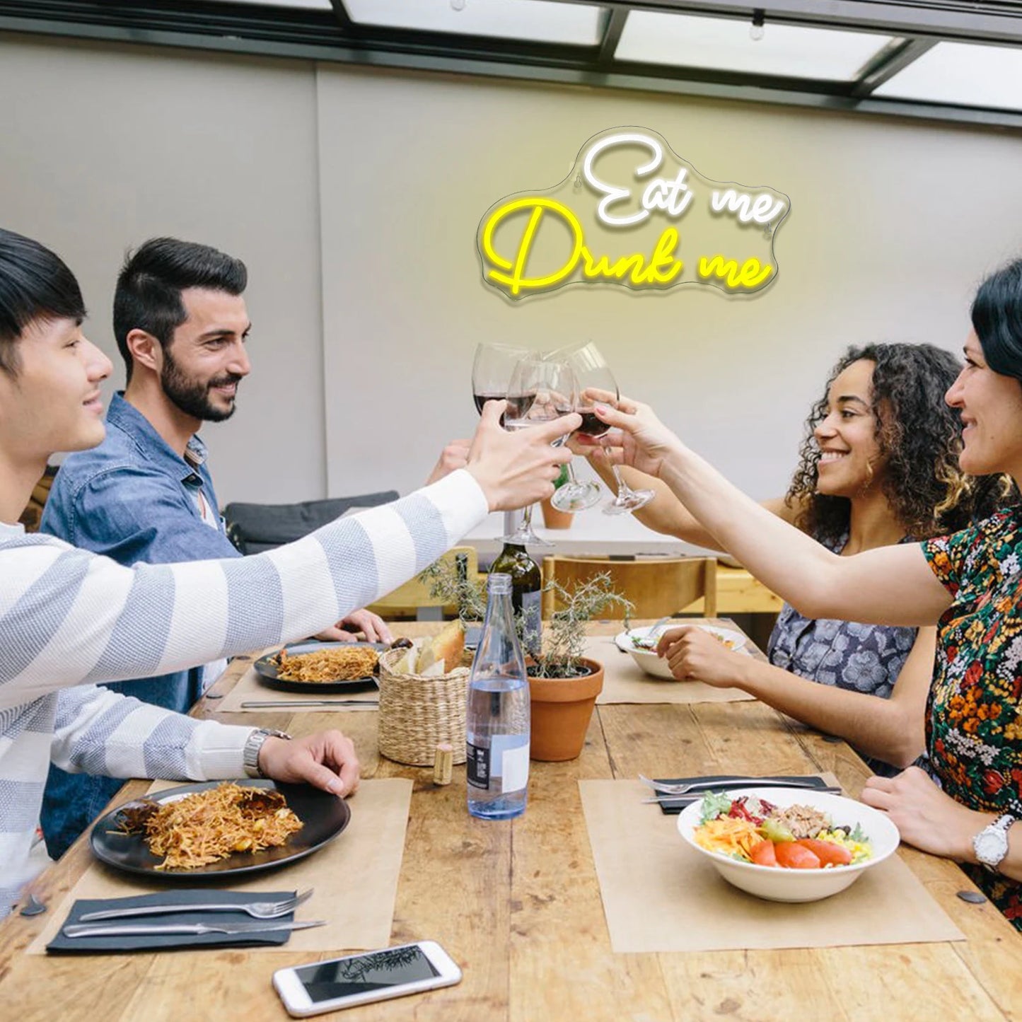 Syö Minua Juo Minua 5V USB LED Valokyltti - Budjettiystävällinen