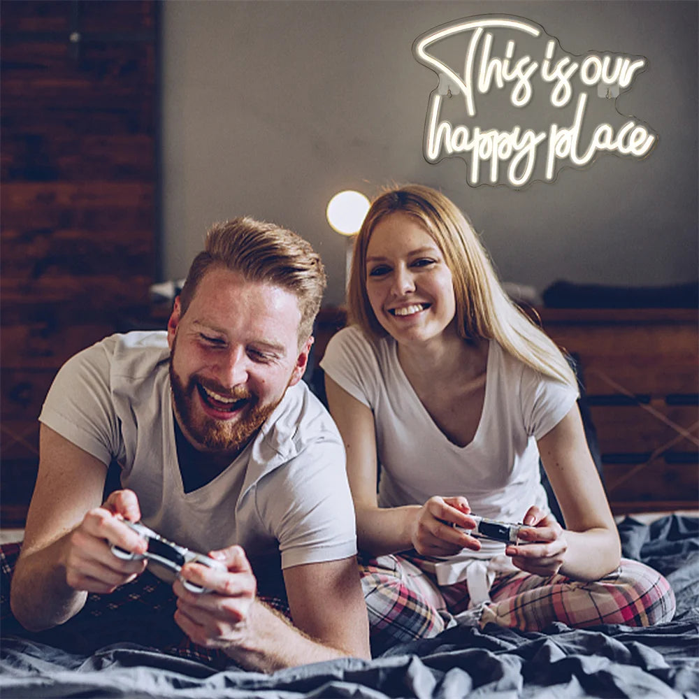 Tämä On Meidän Onnellinen Paikkamme 5V USB LED Valokyltti - Edullinen