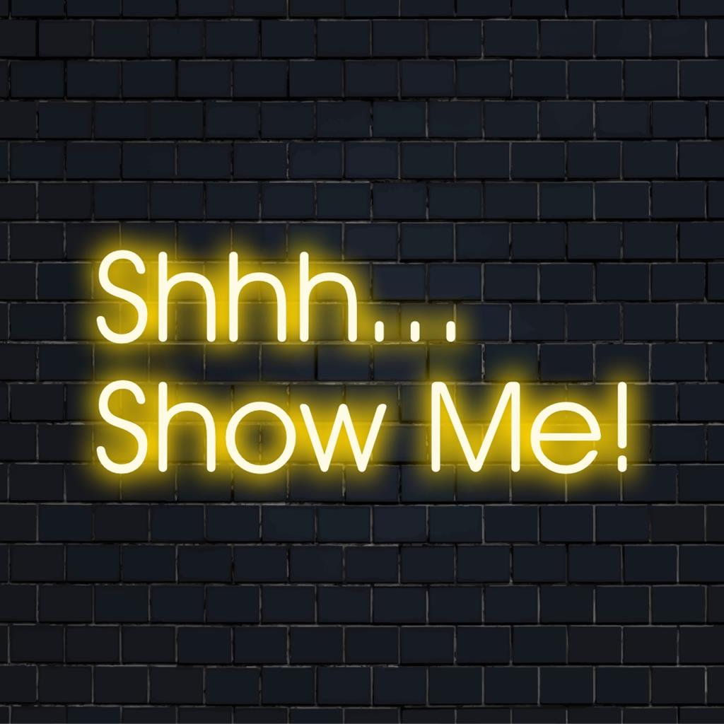 Mukautettu Shhh... LED-valokyltti: tyylikäs, minimalistinen sisustus, eloisa hehku, ainutlaatuinen seinätaide, mittatilaustyönä valmistettu valaistuselementti.