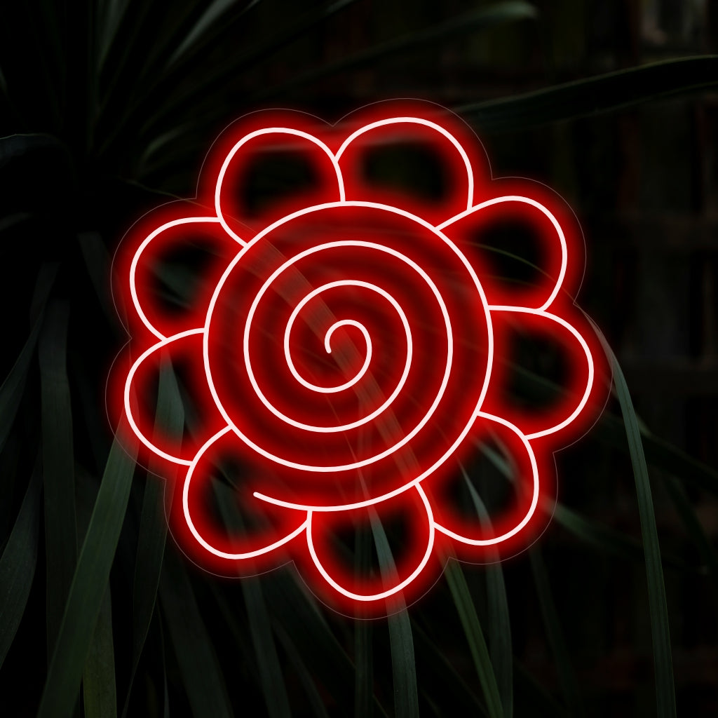 "Spiral Flower Hanamura Icon Neon Sign" tuo peliin inspiroimaa eleganssia ainutlaatuisella muotoilullaan ja luo vangitseva hehkua ja ripauksen taiteellista tunnelmaa tilaan.