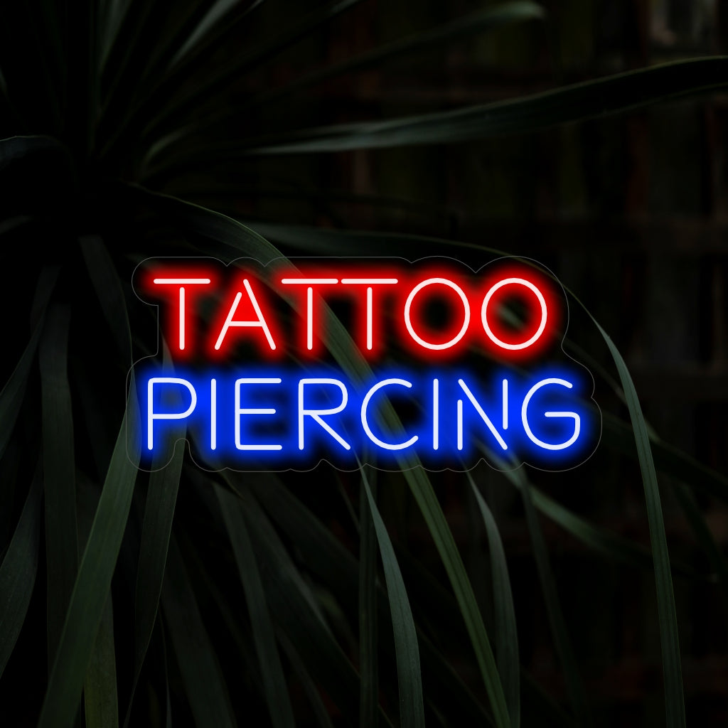 "Tattoo Piercing Neon Sign" lisää ärtyisää tunnelmaa ikonisella muotoilullaan ja luo rohkean hehkun, joka juhlii kapinallista ja luovaa vartalotaiteen henkeä tilassasi.