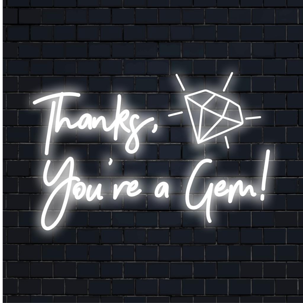 Räätälöity kiitos, olet helmi! LED-valokylttisuunnittelu, eloisa neonvalosisustus personoidulla neontekstitaideella.