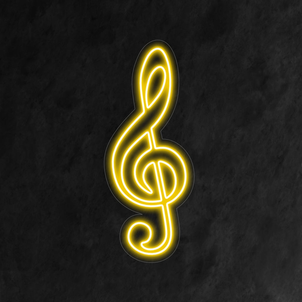 "Treble Clef Musical Note Neon Sign" on elävä hehku, joka juhlistaa rakkautta musiikkiin ja luovuutta tilassasi.