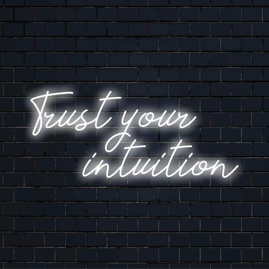 Vibrant Trust Your Intuition LED-neonkyltti, täydellinen yksilölliseen seinäsisustukseen ja tyylikkääseen neonvalotaideeseen.