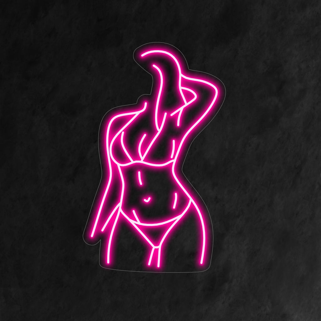 "Woman Body Neon Sign" - Taiteellinen esitys naismuodosta tyylikkäässä neonhehkussa