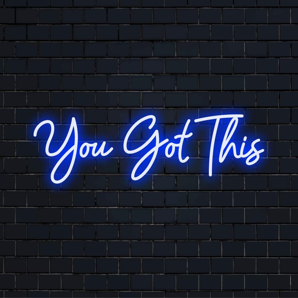 Mukautettu LED-neonkyltti motivoivalla You Got This -tekstillä, täydellinen neonseinätaiteeksi inspiraatiota ja sisustusta varten.