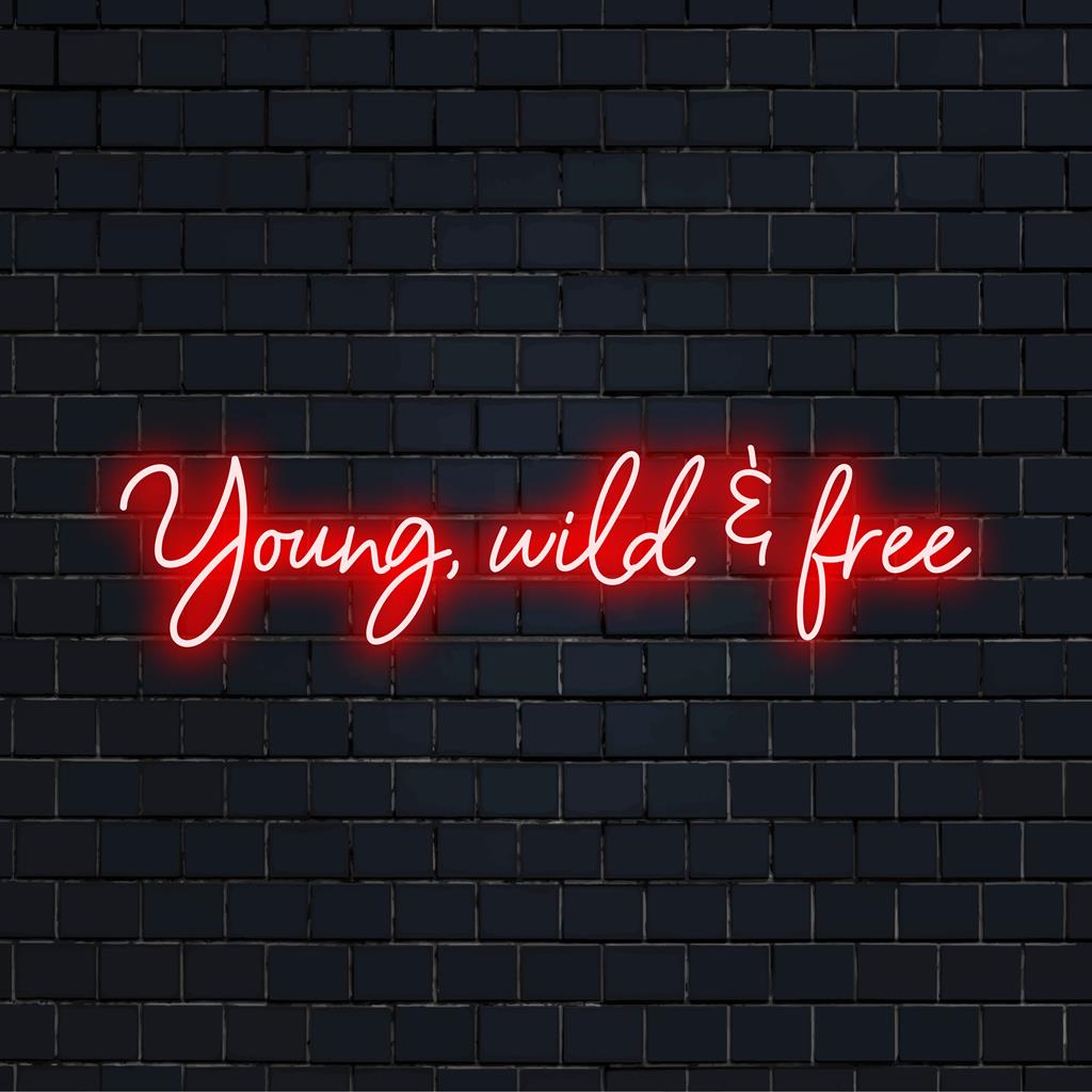 Vibrant Young, Wild Free LED-valokyltti, täydellinen neonseinätaide ja ilmeinen sisustus, joka antaa energiaa mihin tahansa tilaan.