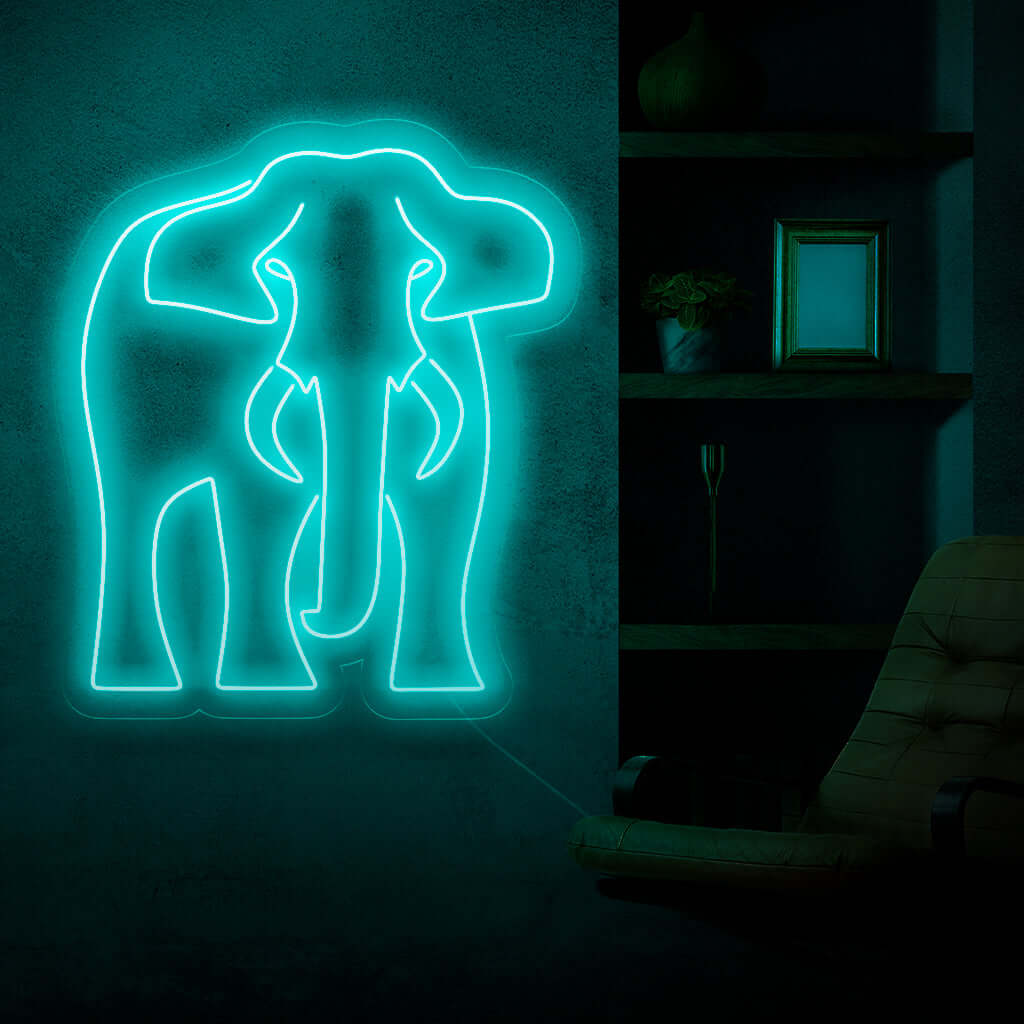 "Elephant Neon Sign" on eläinten rakastajan ja viehättävä lisä sisustukseen. Neonvalo, joka juhlistaa norsujen majesteettista ja lempeää luonnetta.