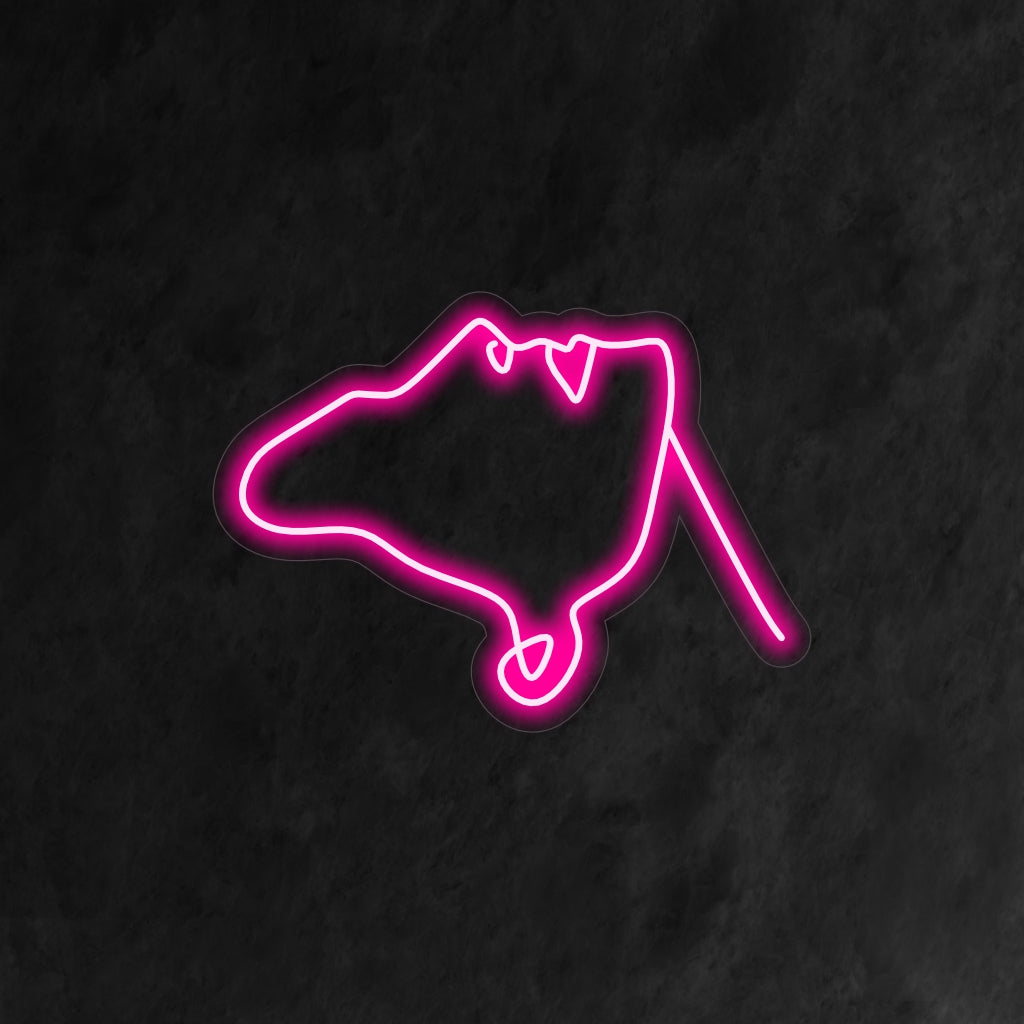 Abstrakti neonkyltti, jossa on naisen kasvot ja joka lisää nykyaikaista ja taiteellista ilmettä mihin tahansa tilaan.