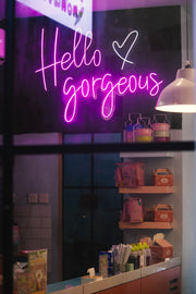 Hair salon LED neon sign in a shop window