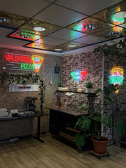 Food icon LED neon signs in a kebab shop