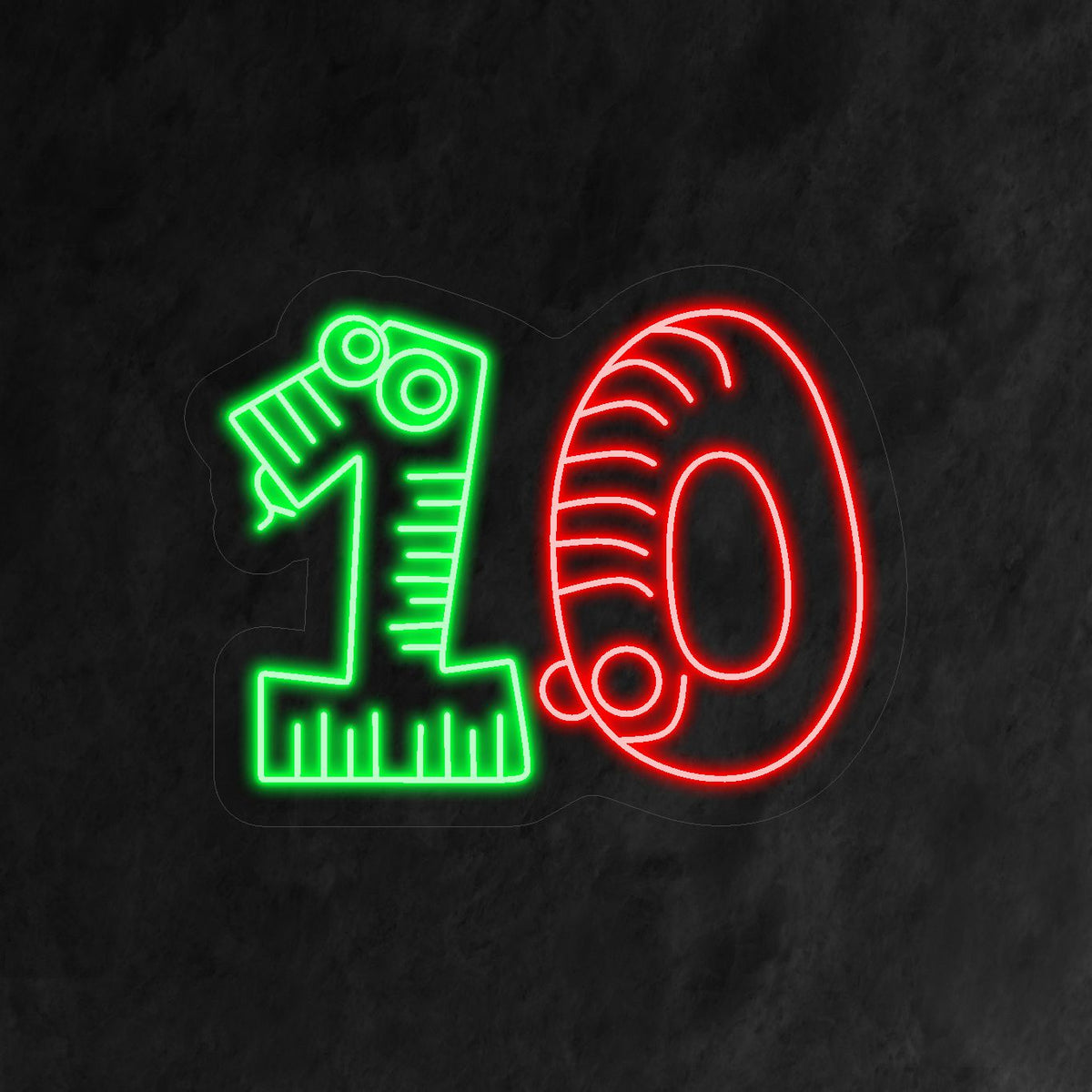 "10th Birthday Neon Sign" har en förtjusande design med ett livfullt nummer '10', som lekfullt innehåller element av fest. Perfekt för att skapa en festlig och minnesvärd atmosfär på ett barns 10-årsfest.