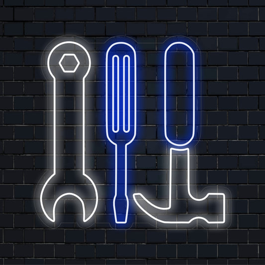 Avain, vasara, ruuvimeisseli Neonkyltti