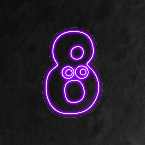 "8th Birthday Neon Sign" loistaa nuorekkaasta ilosta, ja siinä on eloisa numero '8' leikkisässä kuviossa. Valaise lapsen 8-vuotissyntymäpäivän juhla tällä viehättävällä ja eloisalla neonvalolla.
