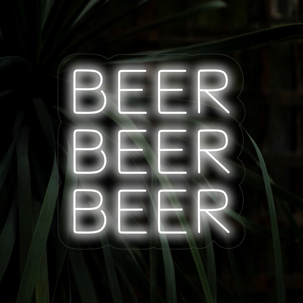 Eloisa LED-valokyltti sanoilla Beer Beer Olut säteilee klassisella käsikirjoituksella; täydellinen kodin baarin seinäkoristeeksi.