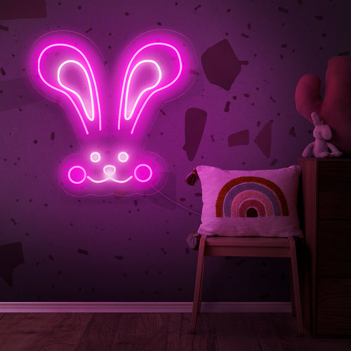 "Abstract Rabbit Bunny Neon Sign" - Leikkisä neonvalo, jossa abstrakti kuva kanista tai pupusta, tuo oikeita ja modernia charmia asuintilaasi.