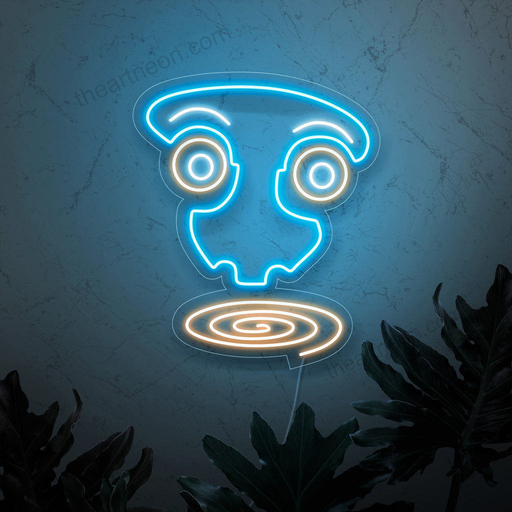 "Abstract Surreal Art Face Neon Sign" – lumoava neonvalo, jossa on surrealistinen ja abstrakti esitys kasvoista ja joka tuo modernia juonittelua ja taiteellista tunnelmaa asuintilaasi.