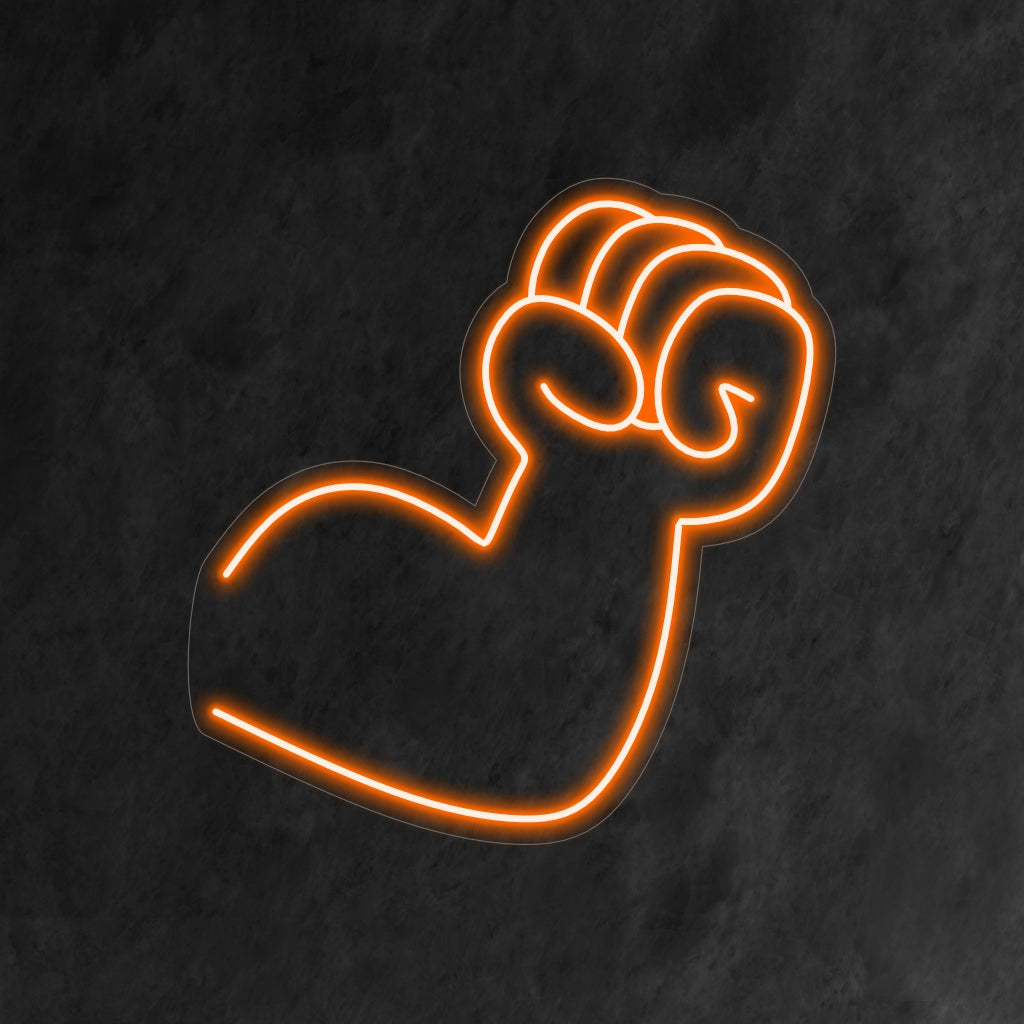 "Arm and Fist Neon Sign" - Ett kraftfullt neonljus med styrkan och beslutsamheten hos en arm och knytnäve, som ingjuter kraft och motivation i ditt vardagsrum.
