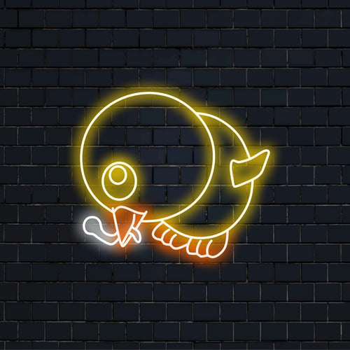 "Baby Chicken Eat Worm Neon Sign" - Söpö neonvalo, jossa kanavauva nauttii matosta, tuoden suloista charmia ja leikkisyyttä asuintilaasi.