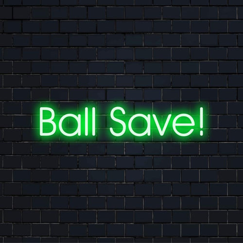 LED-valokyltti, jossa näkyy Ball Save! eloisissa väreissä. Täydellinen neonseinätaiteeksi koteihin tai leikkialueisiin, mukautettu LED-sisustus.