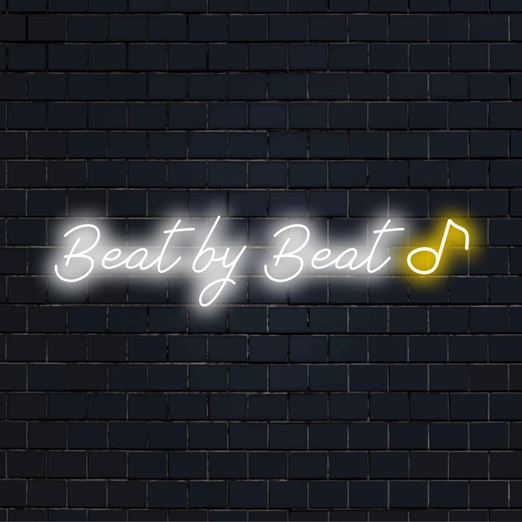 Custom Beat By Beat LED Neon Sign, radiant art piece blending personalized style and vibrant neon light decor.