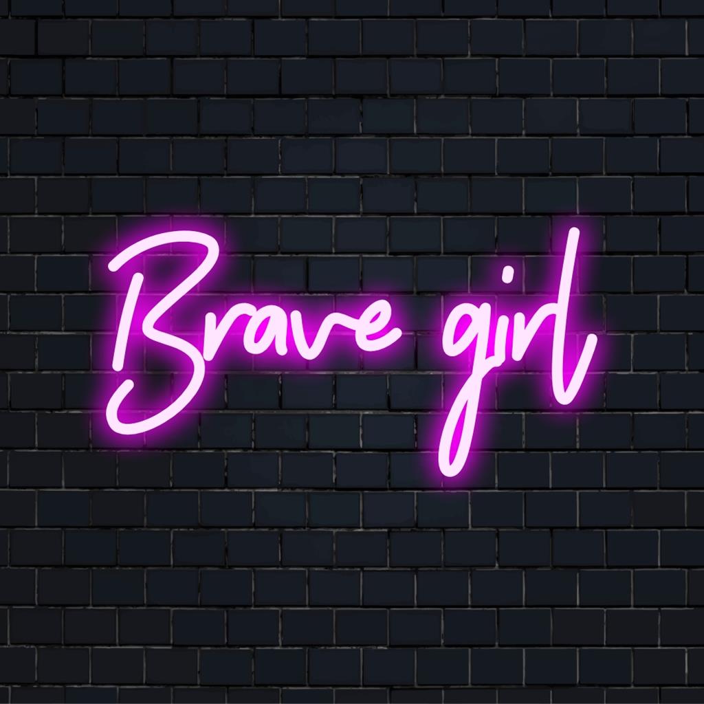 Vibrant Brave Girl LED neon sign, perfect for inspiring wall decor, adding custom-made elegance and radiance to any space.