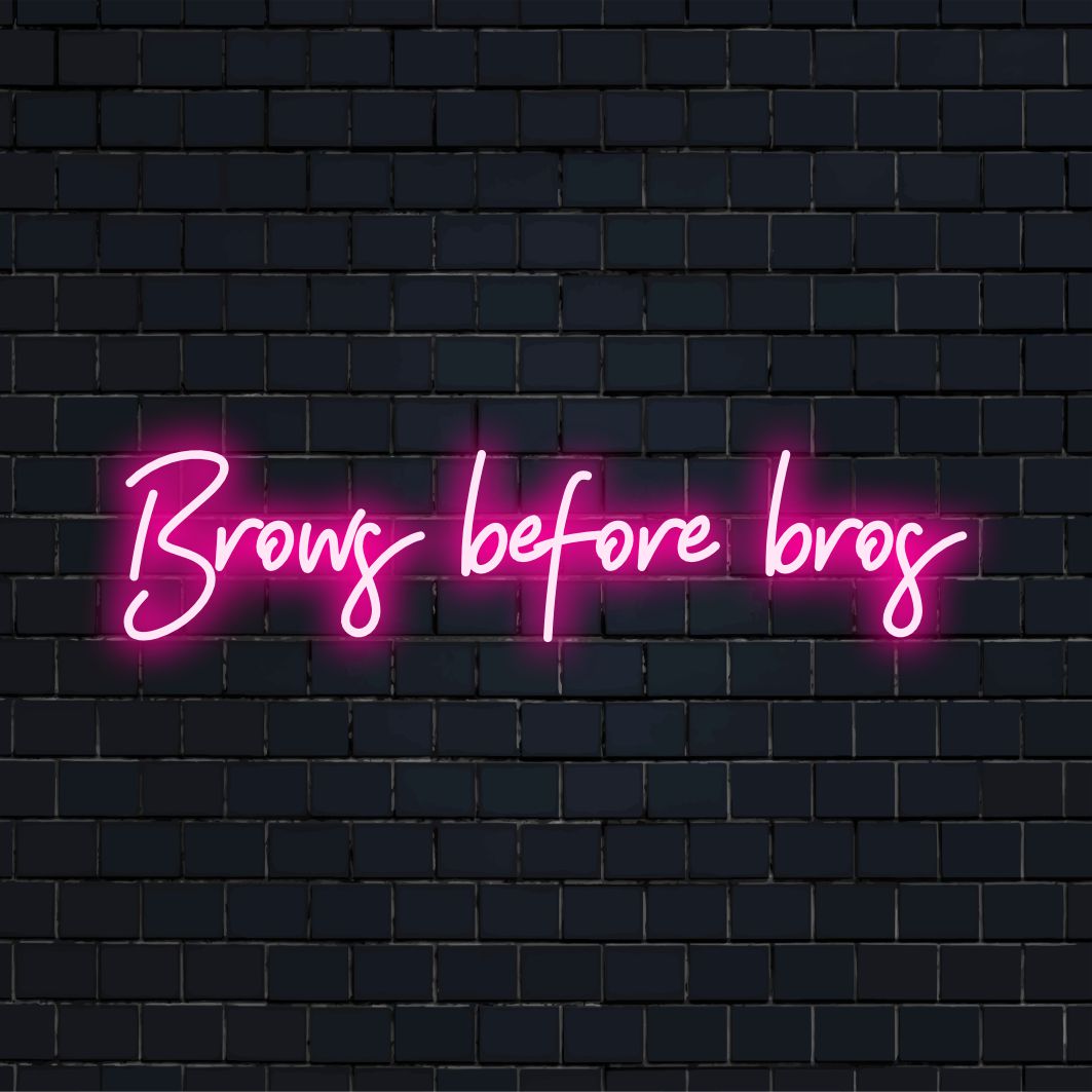 Anpassad LED-neonskylt med Brows Before Bros med snygga bokstäver, perfekt för personlig neondekor.