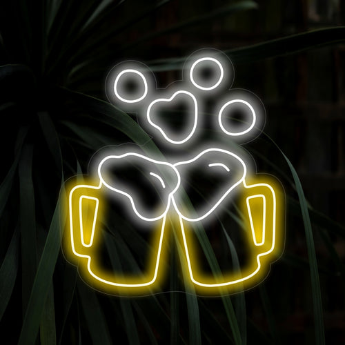 "Cheers With Beer Neon Sign" on juhlava ja juhlallinen lisä baarisi sisustukseen. Neonvalo, joka kutsuu sinut nostamaan lasia ja piristämään.