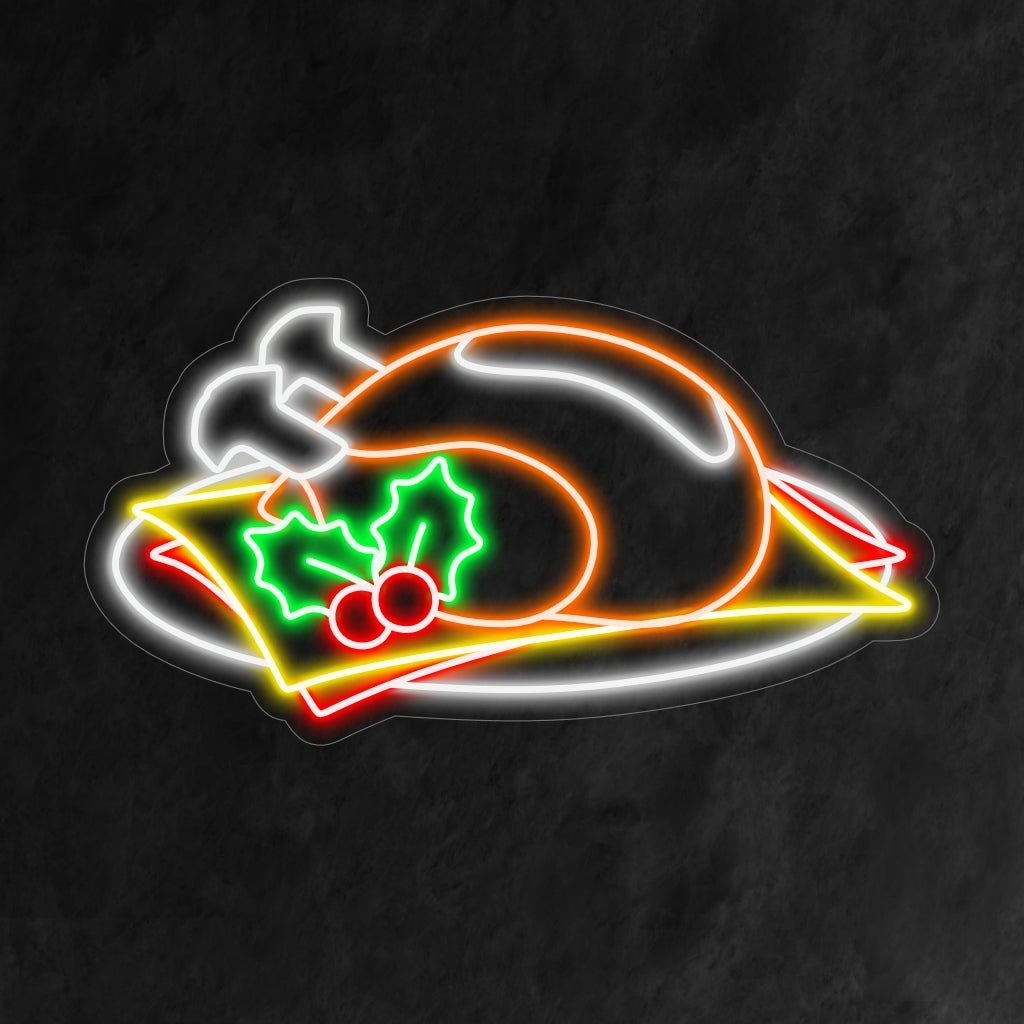 "Chicken Meat Neon Sign" ��� Rohkea ja maukas neonvalo, joka esittelee erottuvan kanan siluetin ja lisää tilaan kulinaarista charmia ja piristävää tunnelmaa.