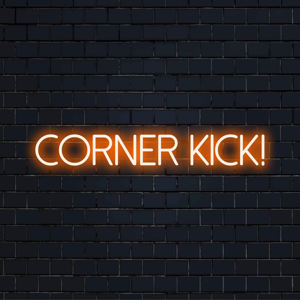 Kirkas "Corner Kick!" räätälöity LED-neonkyltti, silmiinpistävä neonseinäteos, joka valaisee minkä tahansa tilan urheilullisella tyylillä.