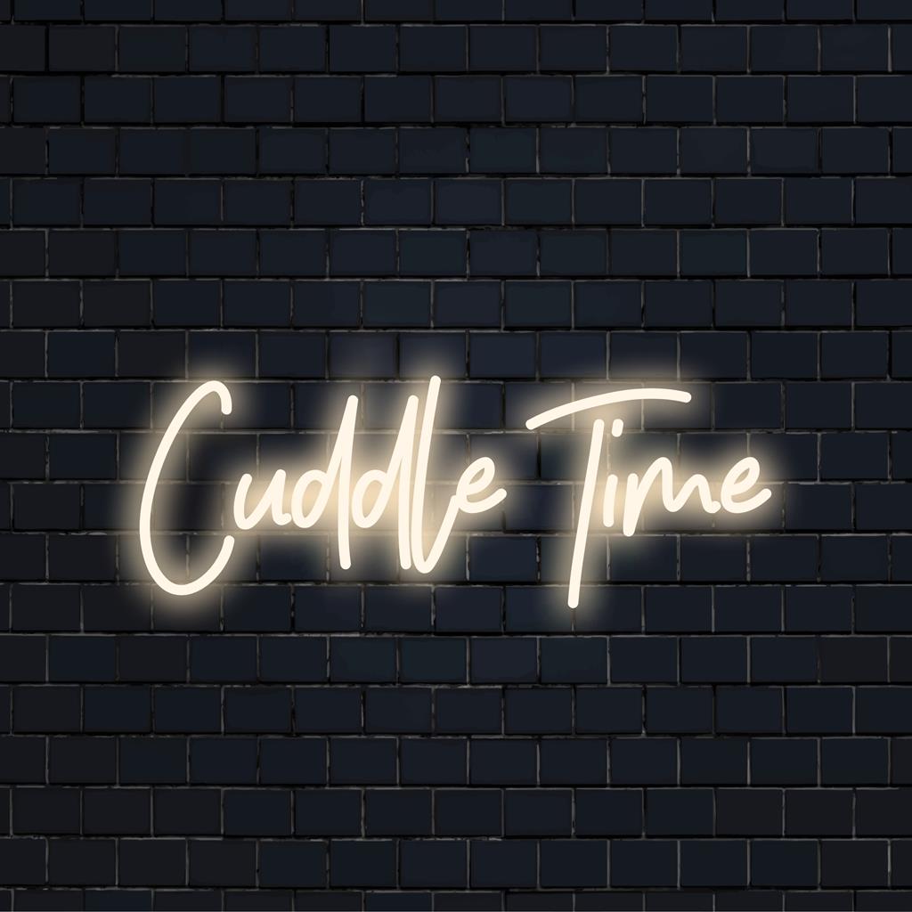 LED neonskylt i varm glöd läsning Cuddle Time, perfekt för mysiga utrymmen; kombinerar unik charm med kreativ neondekor.