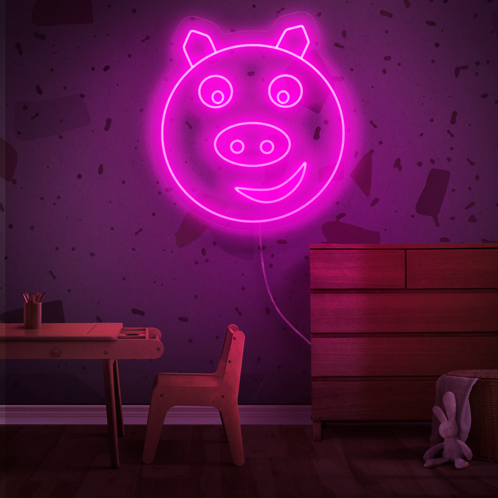 "Cute Pig Neon Sign" lights up with a neon glow, infusing your space with playful and endearing vibes, ideal for creating a friendly and delightful ambiance.