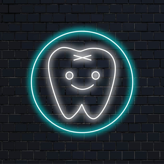 "Cute Tooth Neon Sign" syttyy neonhehkulla, tuoden hammasklinikasi tilaan leikkisän ja ystävällisen tunnelman, joka on ihanteellinen luomaan tervetullut ilmapiiri lapsille.