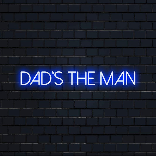 Hehkuva Dad's The Man -valokyltti, täydellinen yksilölliseen sisustukseen; ihanteellinen sekoitus mukautettua LED-suunnittelua ja eloisaa valotaidetta.