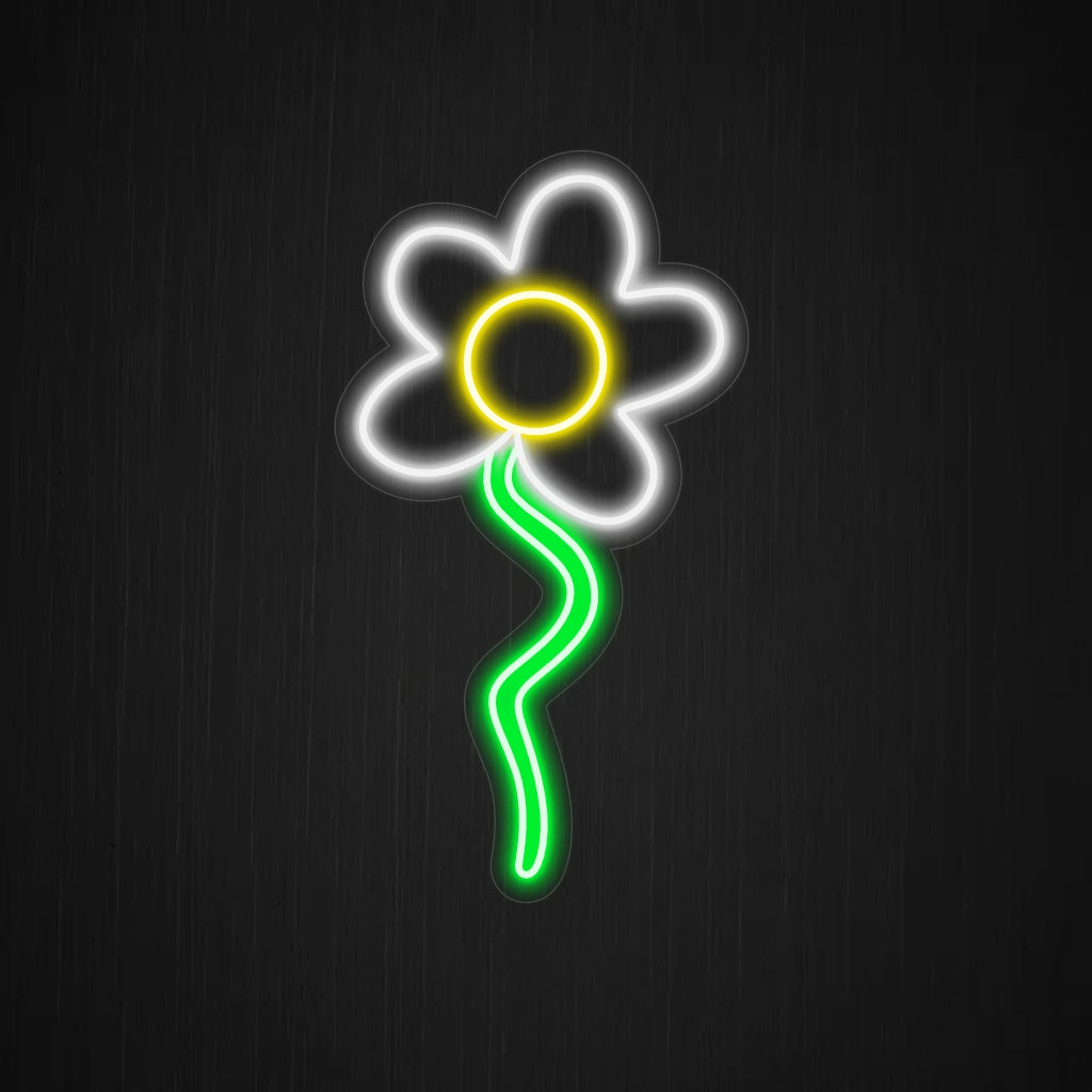 "Daisy Neon Sign" lights up with a radiant glow, infusing your space with the serene and uplifting vibes inspired by the natural beauty of daisies.