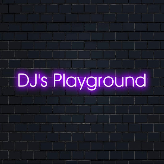 Eloisa mukautettu LED-valokyltti, jossa lukee DJ's Playground, sopii ainutlaatuiseen sisustukseen tai yksilölliseen valaistukseen.