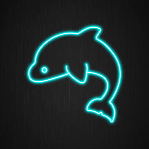 "Dolphin Neon Sign" syttyy leikkisällä hehkulla ja valaisee tilaan näiden merellisten olentojen iloa ja eleganssia, mikä tekee siitä ihanteellisen valtameren ystäville ja meriaiheisiin ympäristöihin.