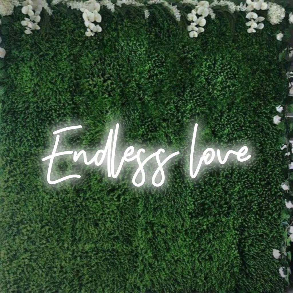 Mukautettu LED-neonkyltti, jossa on Endless Love kirkkaissa väreissä, täydellinen yksilölliseen neonsisustukseen missä tahansa ympäristössä.