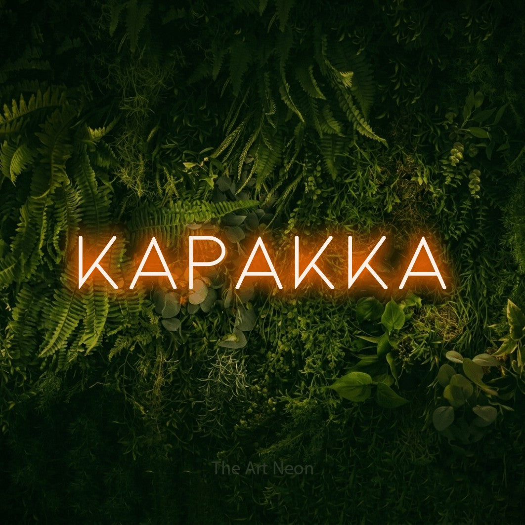 LED neon sign reading “Kapakka”, arranged in a single line.