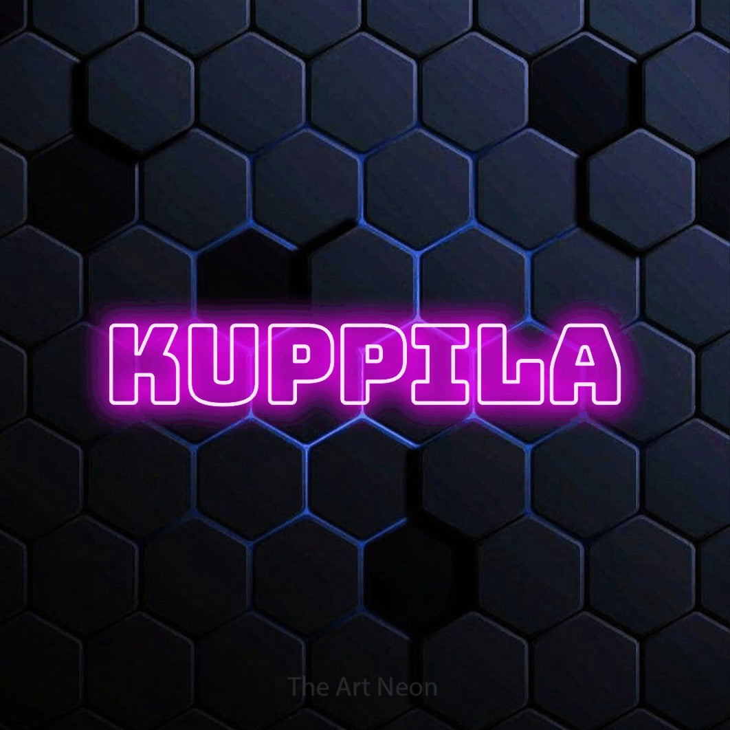 LED neon sign reading “Kuppila”, arranged in a single line.
