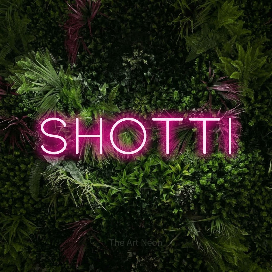 LED neon sign reading “Shotti”, arranged in a single line.