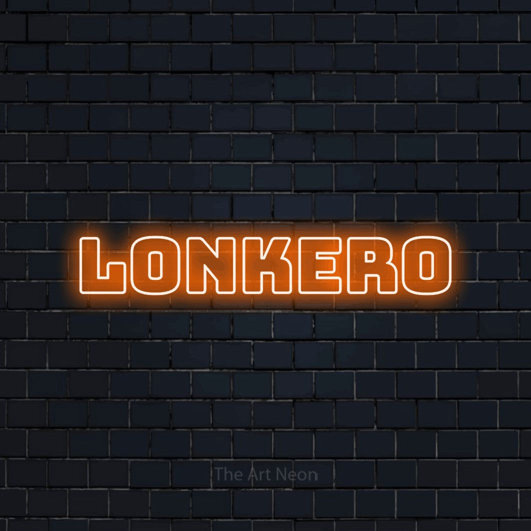 LED neon sign reading “Lonkero”, arranged in a single line.