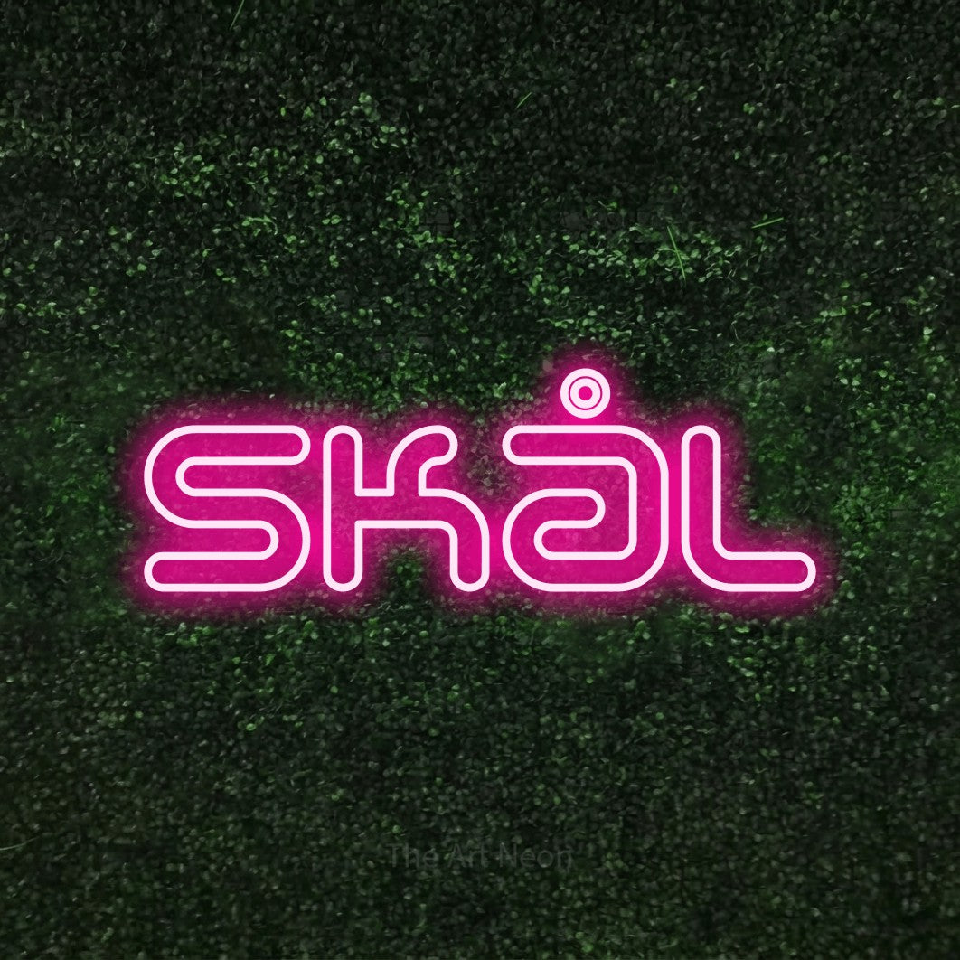 LED neon sign reading “Skål”, arranged in a single line.